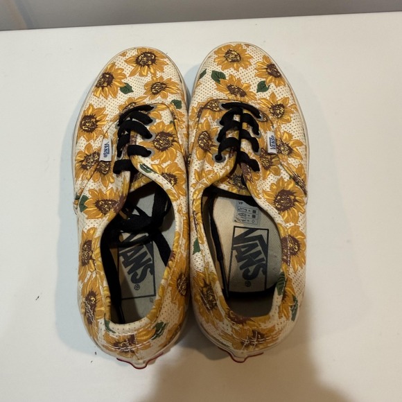 Vans Shoes Womens Size 7 Yellow Sunflower Floral Canvas Low Top Sneakers Casual - Picture 5 of 9